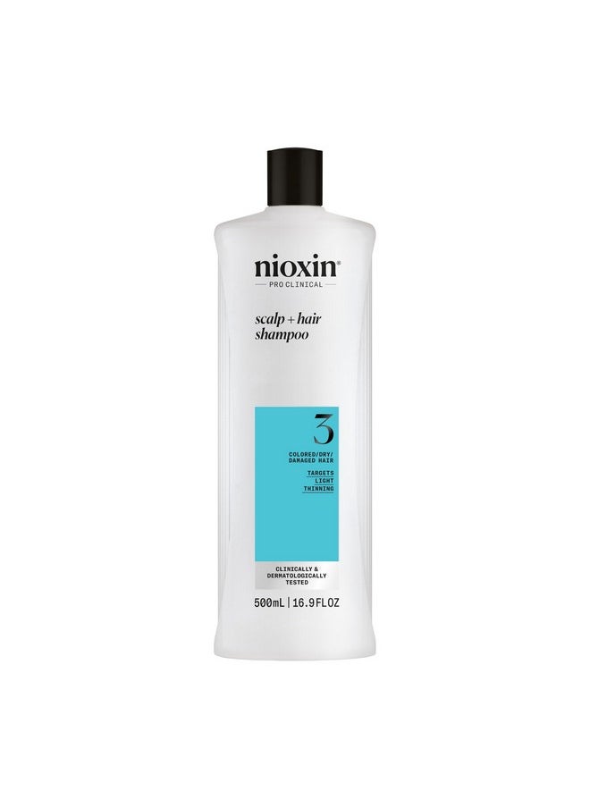 Nioxin System 3 Scalp + Hair Shampoo - Hair Thickening Shampoo For Damaged Hair with Light Thinning, 16.9 fl oz (Packaging May Vary)