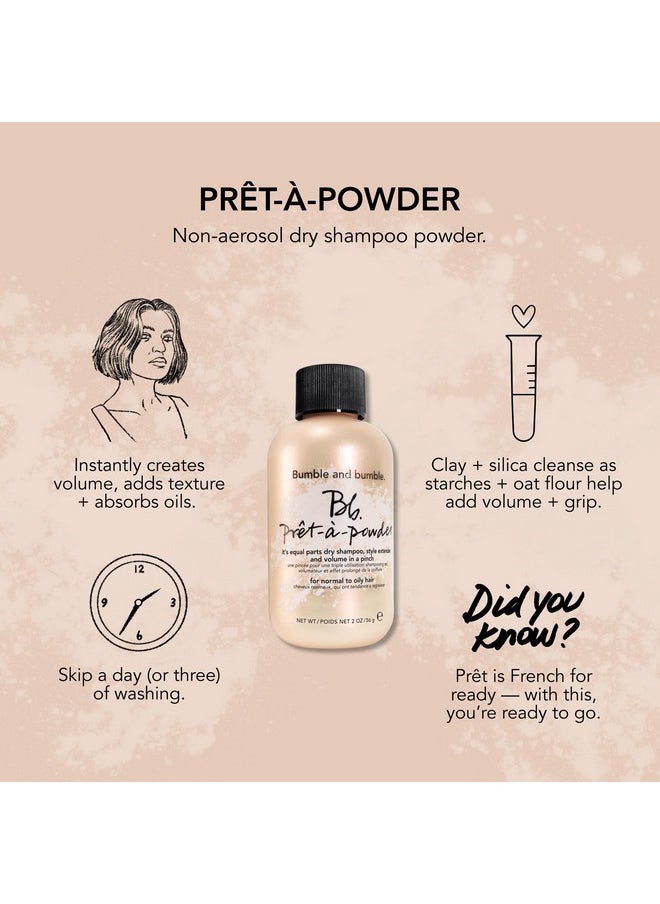 Bumble and bumble. Prêt-à-powder Dry Shampoo Powder | Adds Volume, Texture + Absorbs Oil | Non-Aerosol | Wavy + Straight, Mini Travel Size, 0.5 Ounce