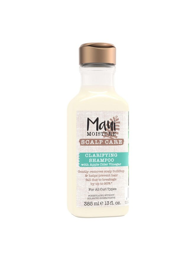 Maui Moisture Scalp Care Clarifying Shampoo, Apple Cider Vinegar Curly Hair Shampoo Moisturizes & Removes Scalp Build-Up, Sulfate-Free Surfactants, 13 fl. oz