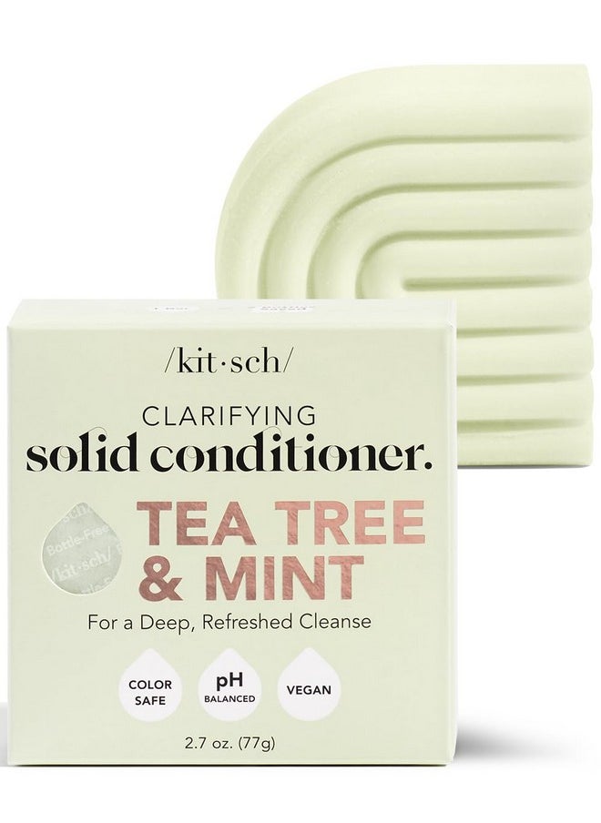 Kitsch Tea Tree & Mint Solid Natural Hair Conditioner Bar for Curly Wavy Fine Hair, Clarifying & Cleansing Organic Conditioner, Hair Color Safe, Zero Waste, Vegan, Eco Friendly, Sulfate Free, 2.7 oz