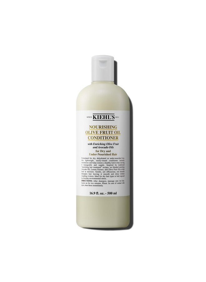 Kiehl's Nourishing Olive Fruit Oil Conditioner, Moisturizing Hair Conditioner for Dry & Damaged Hair, Promotes Shine, Helps Detangle, Lightweight Formula, with Avocado Oil & Lemon Oil - 16.9 fl oz