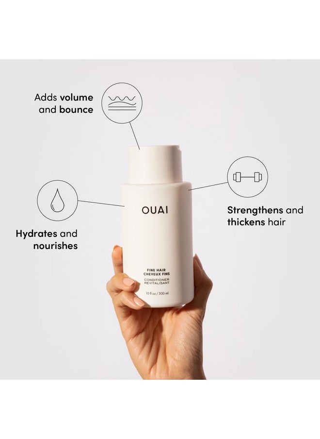 OUAI Fine Hair Conditioner - Volumizing Conditioner for Fine Hair Made with Keratin, Biotin and Chia Seed Oil - Adds Softness, Bounce and Volume - Free from Parabens, Sulfates, and Phthalates (10 Oz)