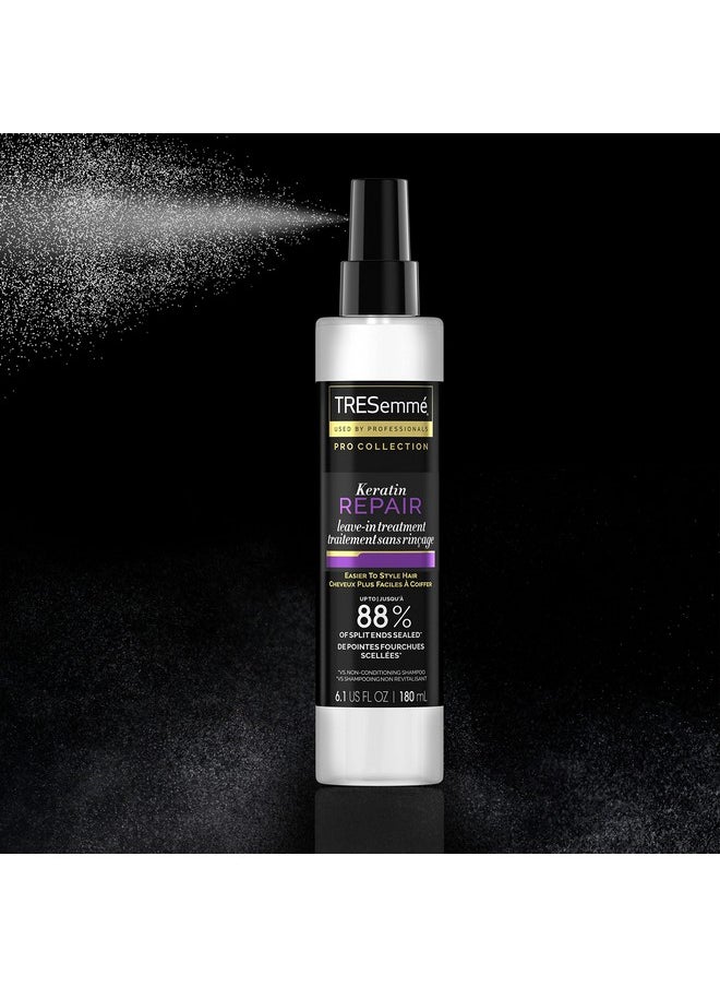 TRESemmé Hair Care Pro Collection Keratin Repair Leave in Conditioner Treatment, Visibly Seals Split Ends, Tames Flyaways for Healthy Looking Hair, 2 Pack - 6.1 Fl Oz Ea