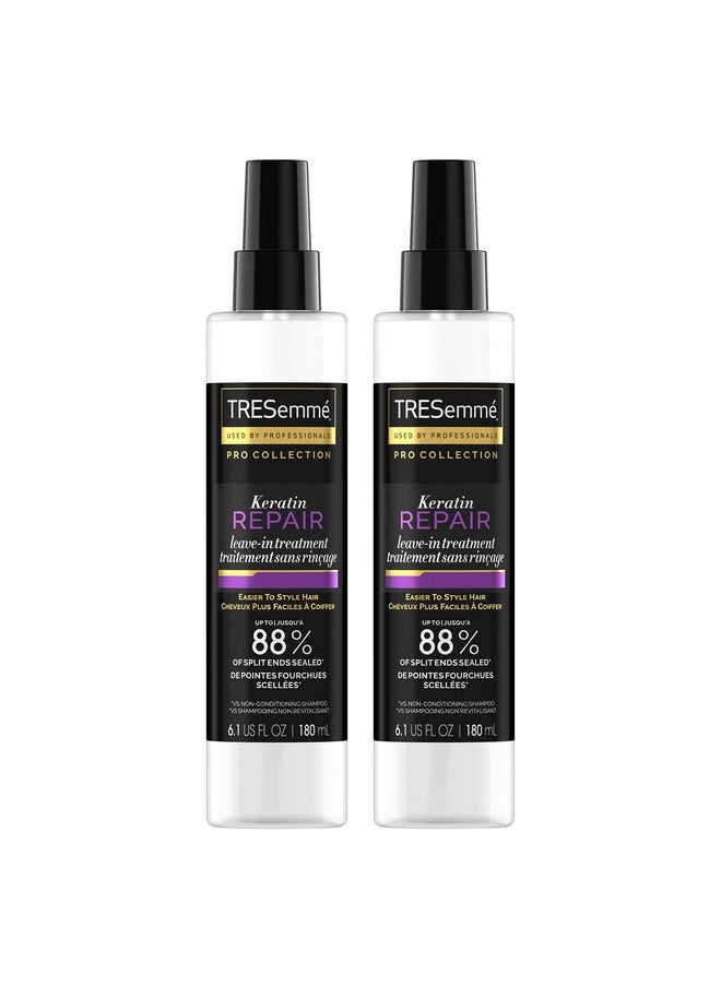 TRESemmé Hair Care Pro Collection Keratin Repair Leave in Conditioner Treatment, Visibly Seals Split Ends, Tames Flyaways for Healthy Looking Hair, 2 Pack - 6.1 Fl Oz Ea