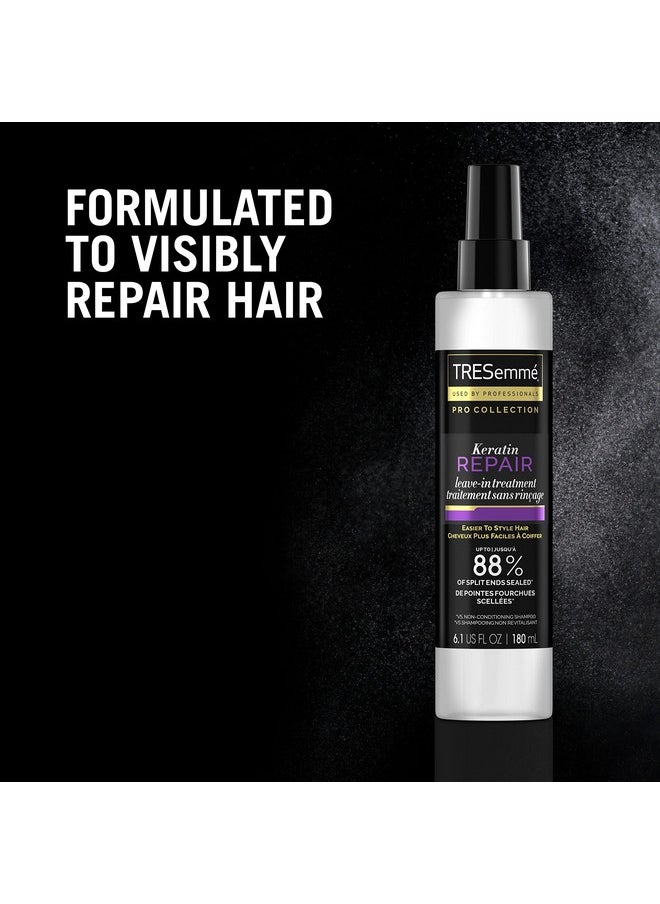 TRESemmé Hair Care Pro Collection Keratin Repair Leave in Conditioner Treatment, Visibly Seals Split Ends, Tames Flyaways for Healthy Looking Hair, 2 Pack - 6.1 Fl Oz Ea