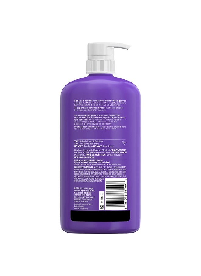 Aussie Miracle Volume Conditioner with Plum & Bamboo for Fine Hair, 30.4 Fluid Ounce (Pack of 4)