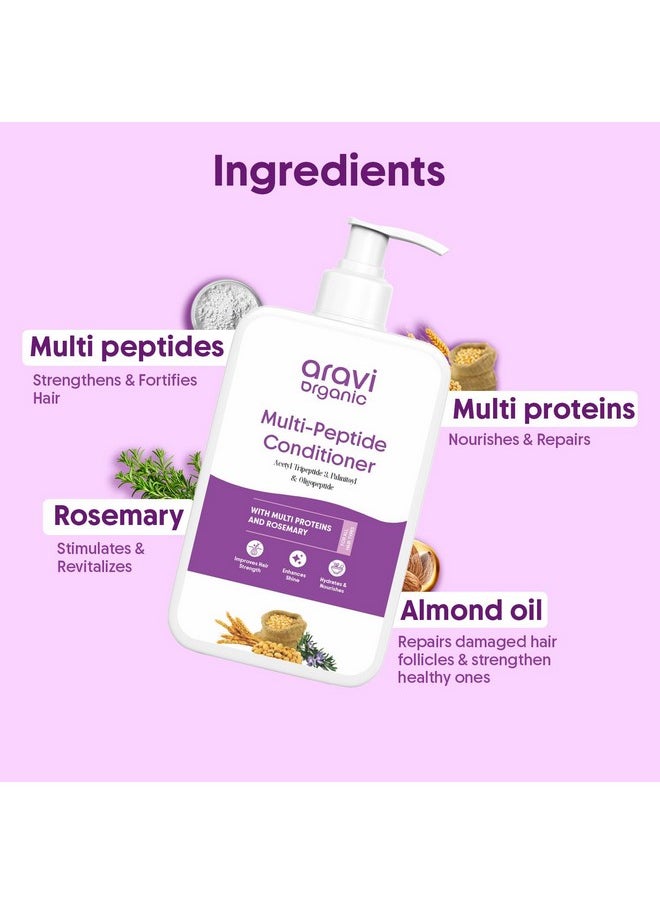 Aravi Organic Multi Peptide Hairfall Conditioner - Acetyl Tripeptide 3, Palmitoyl, Oligopeptide & Rosemary - 200 ml