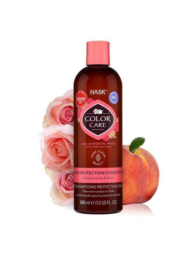 HASK Color Care Color Protection Conditioner - 355ml | For Colour-treated Hair | With Rose Oil & Peach | Free Of Sulphate & Paraben