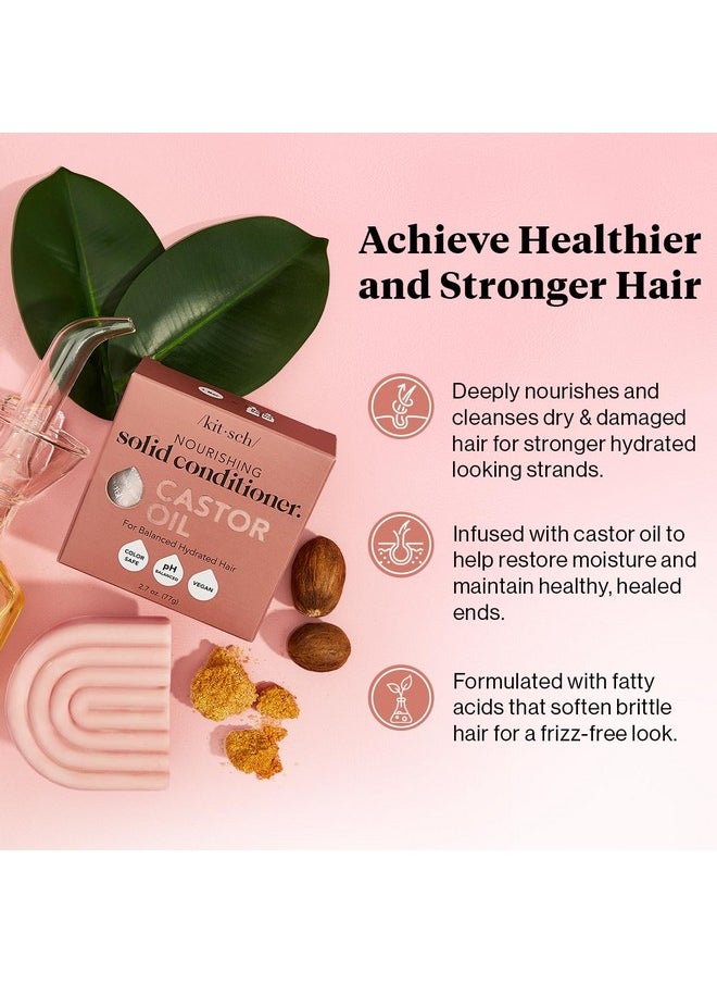 Kitsch Castor Oil Hair Conditioner Bar - Hydrating, Nourishing & Cleansing, For Curly, Wavy, or Straight Hair, Natural, Organic, Vegan, Plastic-Free, Paraben & Sulfate-Free, Eco-Friendly, 2.7 oz