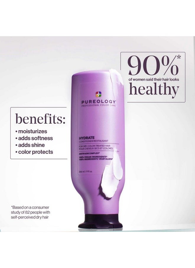 Pureology Hydrate Moisturizing Conditioner | Softens and Deeply Hydrates Dry Hair | For Medium to Thick Color Treated or Natural Hair | Sulfate Free Conditioner | Vegan