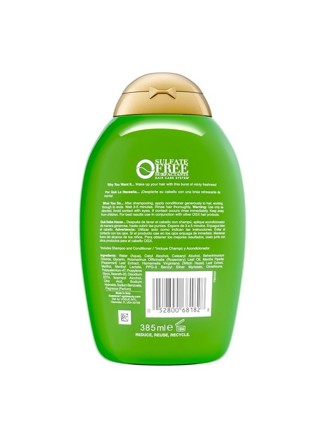 OGX Extra Strength Refreshing Scalp + Rosemary Mint Conditioner, Nourishing Hair Conditioner Infused with Rosemary Mint for Shiny, Healthy-Looking Hair, Sulfate-Free Surfactants, 13 fl. Oz
