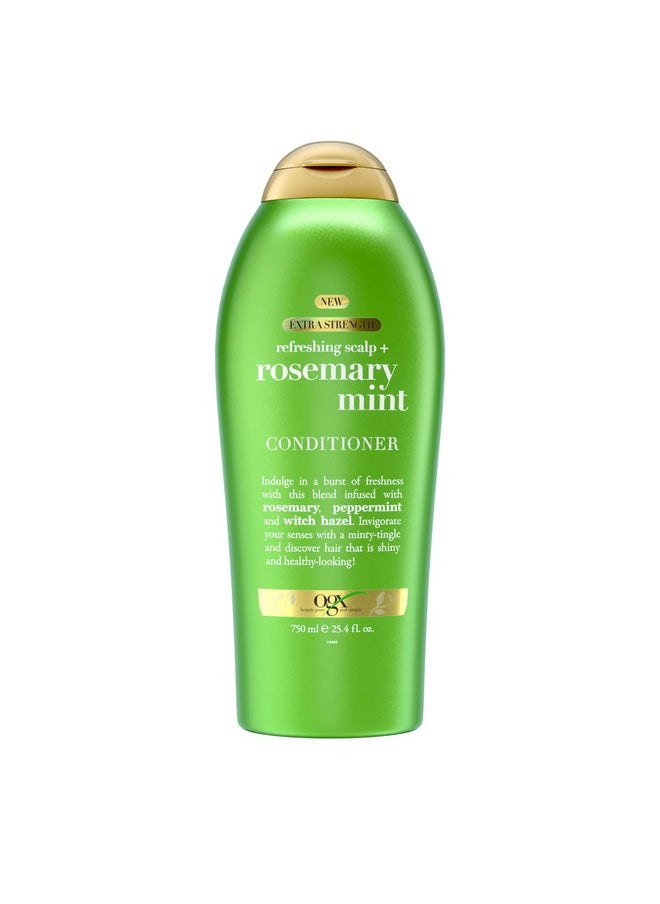 OGX Extra Strength Refreshing Scalp + Rosemary Mint Conditioner, Nourishing Conditioner Infused with Rosemary Mint for Shiny, Healthy-Looking Hair, Sulfate-Free Surfactants, 25.4 fl. Oz