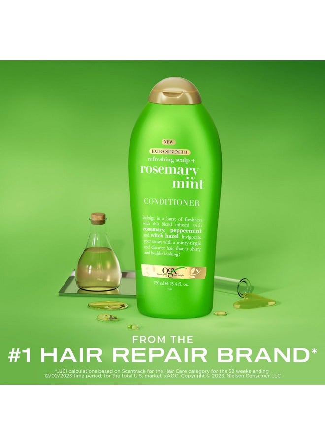 OGX Extra Strength Refreshing Scalp + Rosemary Mint Conditioner, Nourishing Conditioner Infused with Rosemary Mint for Shiny, Healthy-Looking Hair, Sulfate-Free Surfactants, 25.4 fl. Oz