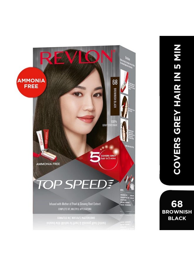 Top Speed Hair Color For Woman - Brownish Black 68 (With Outrageous Conditioner 190 Ml), (3S10978E16463668)