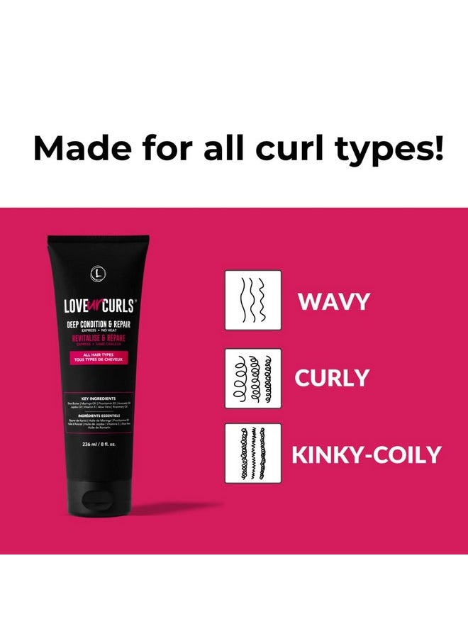 Love Ur Curls Deep Conditioner & Repair, Moisturizing and Anti Frizz, Repairs Dry, Damaged Hair, for all Hair Types, Vegan, 236mL