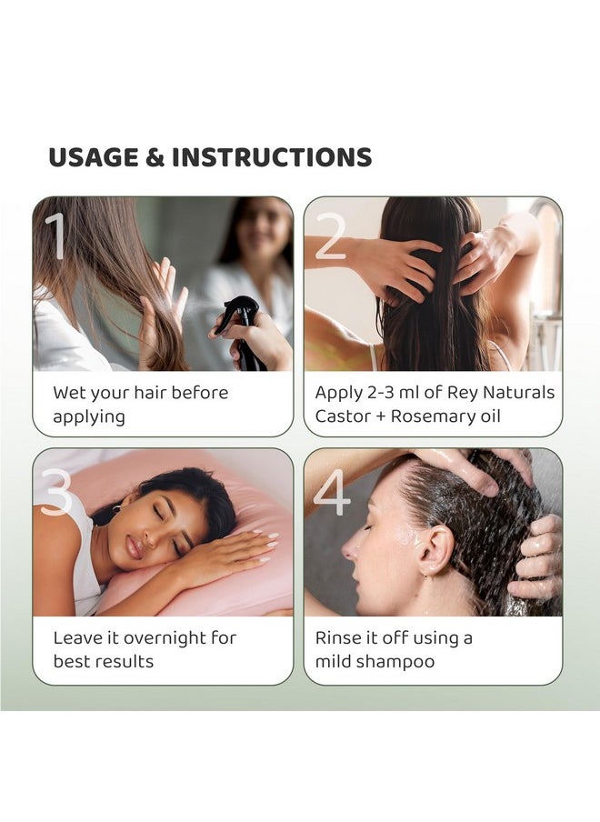Rey Naturals Cold Pressed Castor Oil plus Rosemary Essential Oil | Castor Oil for Hair Growth, Eyebrows & EyelasheS | Premix of Castor and Rosemary Essential Oil| For Men & Women| 200ml * 2