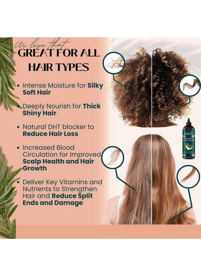 Live Fraiche Rosemary Castor Oil for Hair Growth Oil (16oz) Natural Hair Growth Serum - Pure Castor Oil with Rosemary Oil for Hair Growth and Thickening - Reduce Hair Loss & Promote a Healthy Scalp