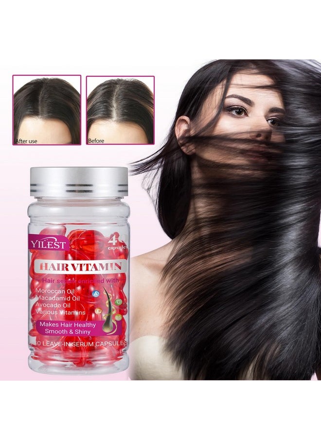 Hair Vitamin Oil Capsules, 2 PCS Hair Treatment Oil Serum for Women & Men, 80 Capsules of Keratin and Argan Oil, Argan Oil-Leave-in Anti Frizz Hair Oil No Rinse for All Hair Types
