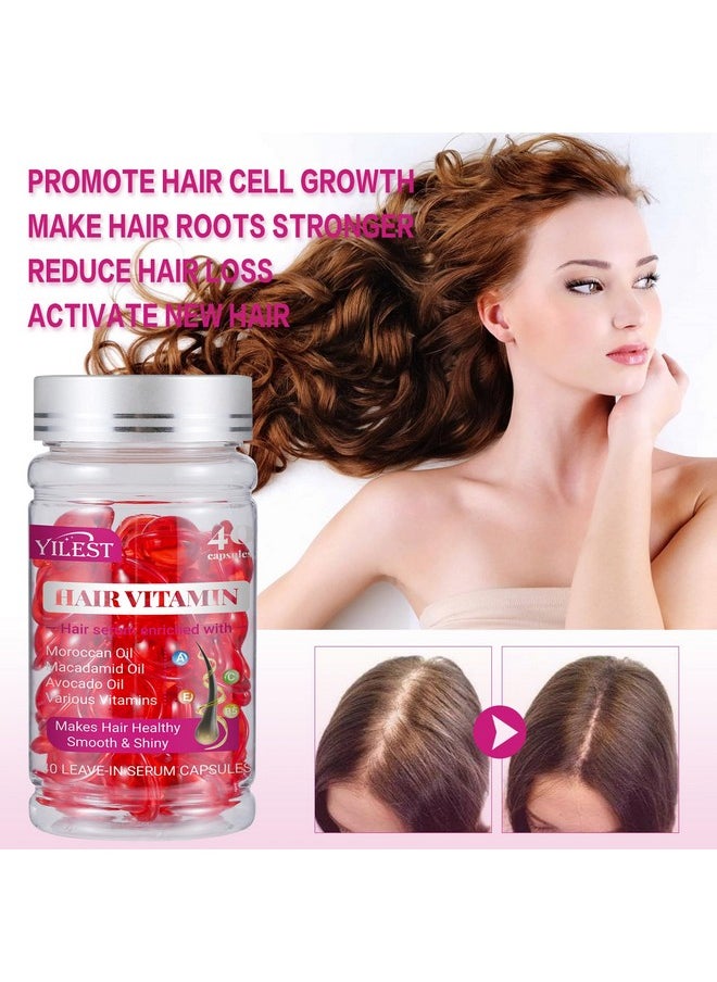 Hair Vitamin Oil Capsules, 2 PCS Hair Treatment Oil Serum for Women & Men, 80 Capsules of Keratin and Argan Oil, Argan Oil-Leave-in Anti Frizz Hair Oil No Rinse for All Hair Types