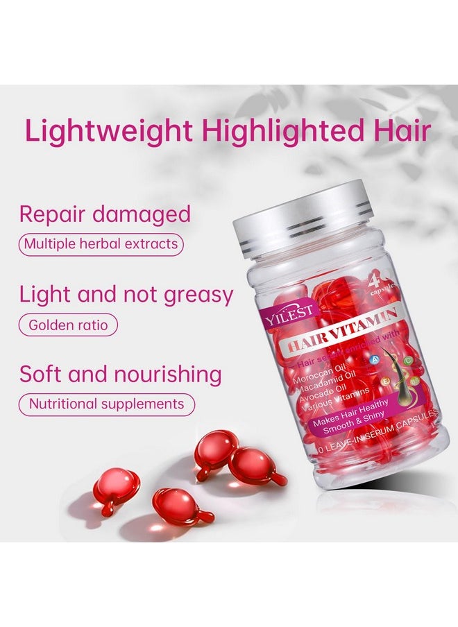 Hair Vitamin Oil Capsules, 2 PCS Hair Treatment Oil Serum for Women & Men, 80 Capsules of Keratin and Argan Oil, Argan Oil-Leave-in Anti Frizz Hair Oil No Rinse for All Hair Types