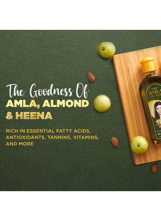 Dabur Hair Oil- Amla Gold, Serum, Almond and Henna - 300 ml - Natural Treatment for Women - Hair Fall Prevention, Scalp Nourishment and Strong