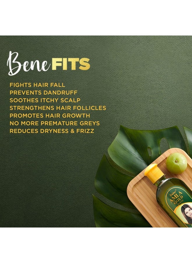 Dabur Hair Oil- Amla Gold, Serum, Almond and Henna - 300 ml - Natural Treatment for Women - Hair Fall Prevention, Scalp Nourishment and Strong