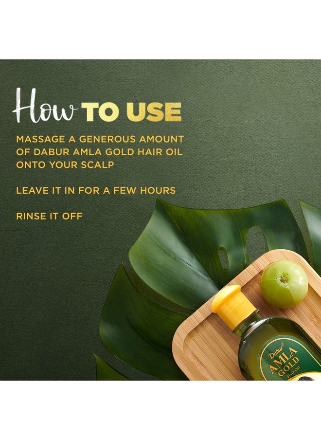 Dabur Hair Oil- Amla Gold, Serum, Almond and Henna - 300 ml - Natural Treatment for Women - Hair Fall Prevention, Scalp Nourishment and Strong