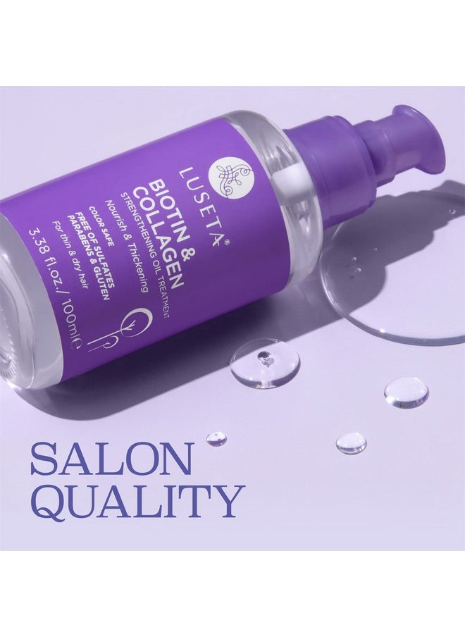 L LUSETA Biotin Hair Growth Serum with Collagen, Hair Oil for Thin and Damage Hair Growth Oil, Biotin growth serum for Frizzy & Damaged hair, Thickening and Healthier Scalp for Men & Women 3.38 Fl Oz