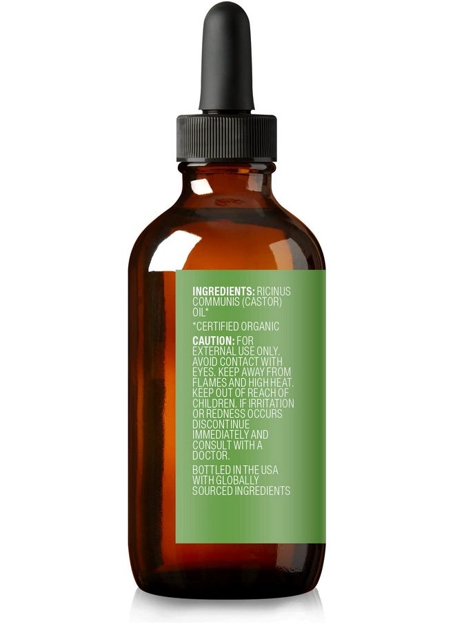 Cliganic Organic Castor Oil, 100% Pure (2oz with Eyelash Kit) - For Eyelashes, Eyebrows, Hair & Skin