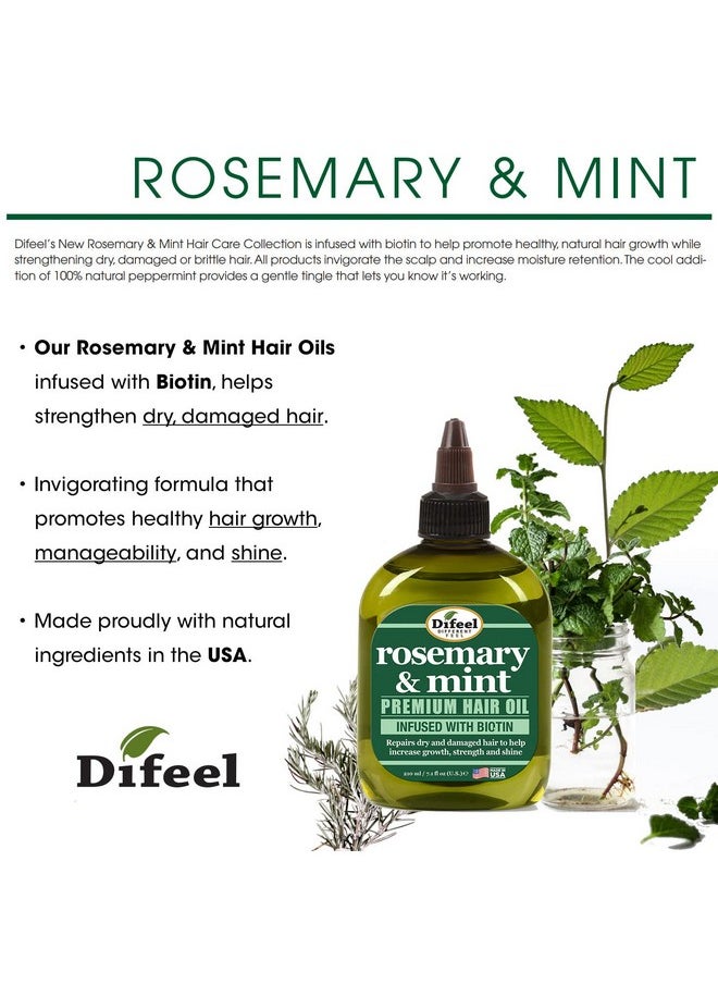 Difeel Rosemary and Mint Premium Hair Oil with Biotin 7.1 oz. - Natural Rosemary Oil for Hair Growth & Biotin