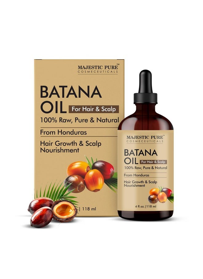 Majestic Pure Batana Oil for Hair & Scalp Nourishment, Strengthening, Nourishing, Voluminizing - Non GMO Verified, 4 Fl Oz