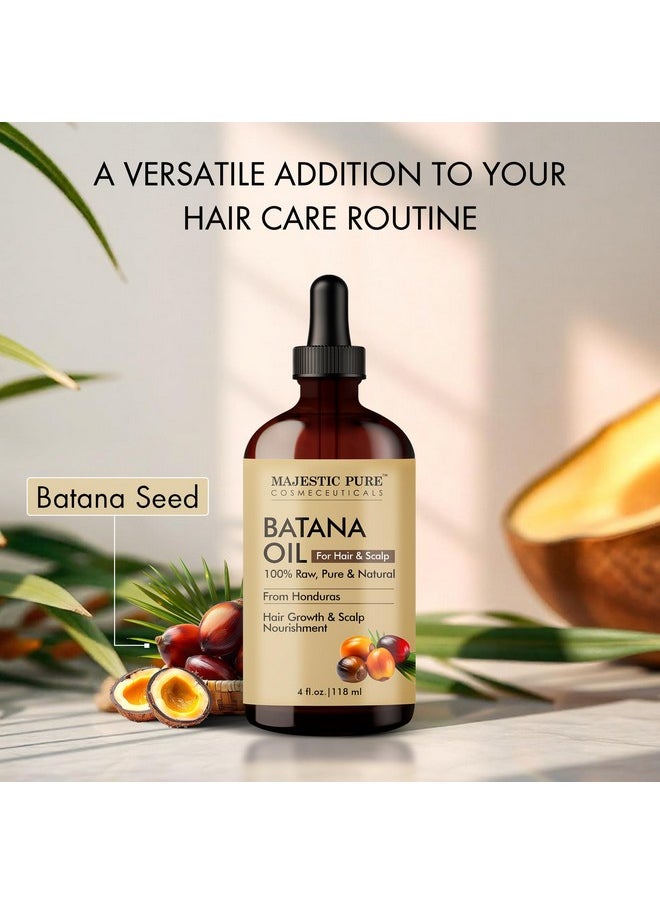 Majestic Pure Batana Oil for Hair & Scalp Nourishment, Strengthening, Nourishing, Voluminizing - Non GMO Verified, 4 Fl Oz