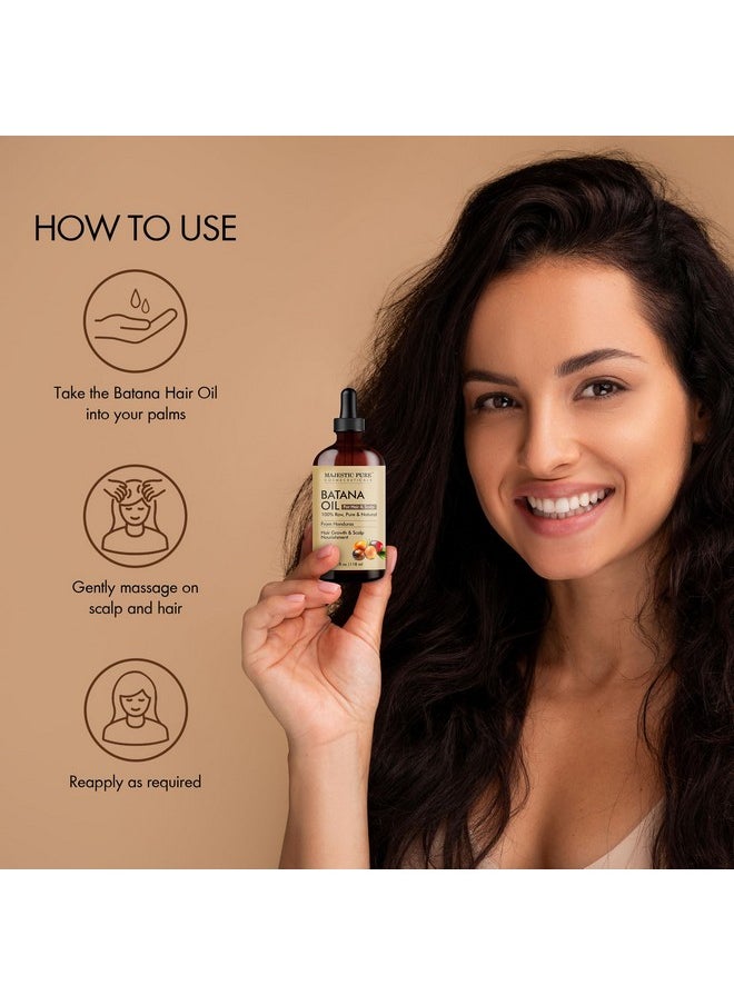 Majestic Pure Batana Oil for Hair & Scalp Nourishment, Strengthening, Nourishing, Voluminizing - Non GMO Verified, 4 Fl Oz