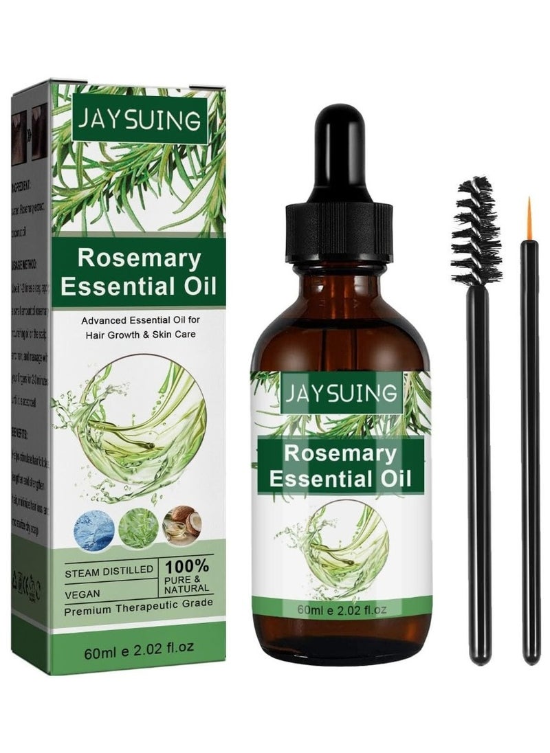 60 ml Rosemary Essential Oil for Hair Growth Pure Organic Rosemary Oil for Dry Damaged Hair and Growth Hair Scalp Oil Pure and Natural Premium Quality Oil Hair Loss Treatment Oil