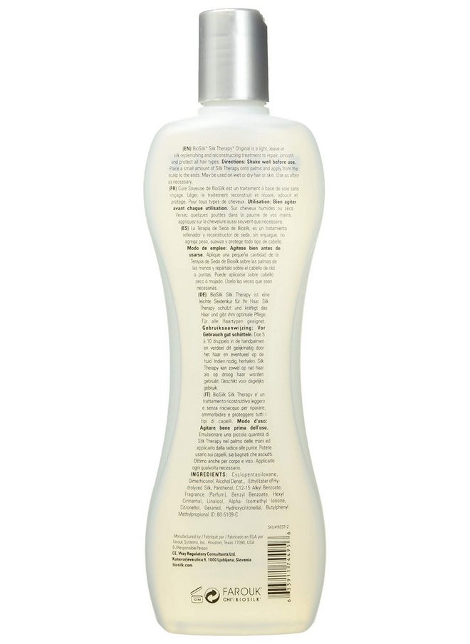 BioSilk Silk Therapy Original Cure, Reconstructing Treatment For Adding Shine & Helping Prevent Split Ends, Sulfate, Paraben, & Cruelty-Free, 12 Oz