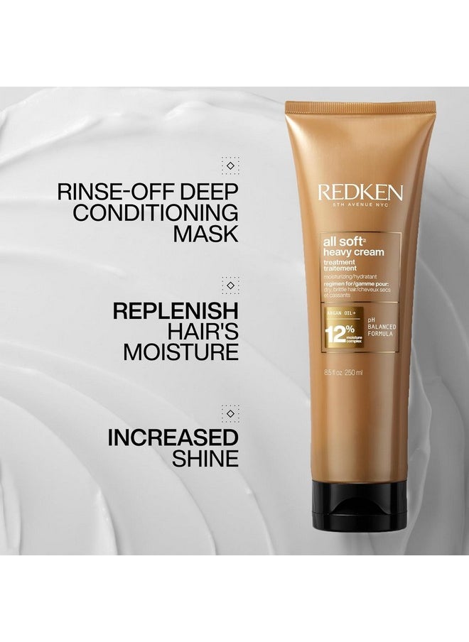 Redken All Soft Heavy Cream Treatment Mask | Deep Conditioner For Dry Hair | Deep Conditioning Hair Treatment For Soft, Smooth Hair | 8.5 Fl Oz