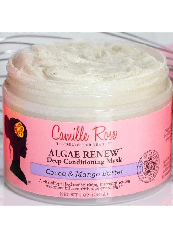 Camille Rose Algae Renew Deep Conditioning Hair Mask with Peppermint, Blue Green Algae & Mango Butter, to Strengthen and Moisturize, for All Hair Types, 8 oz