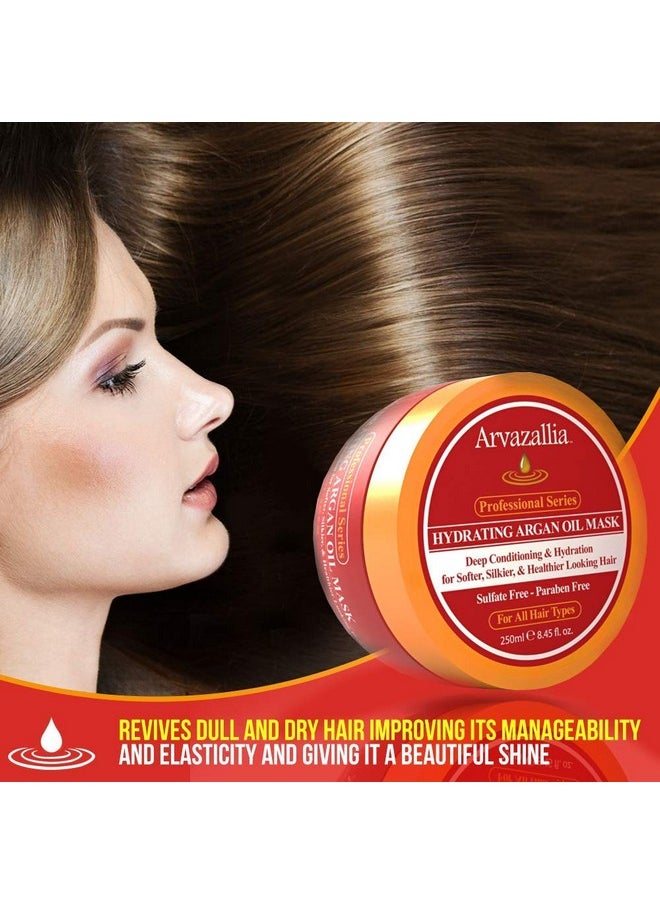 Arvazallia Hydrating Argan Oil Hair Mask and Deep Conditioner for Dry or Damaged Hair (8.45 oz Jar)