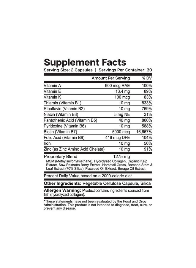 Essential Elements Hair Hero - Hair Supplement for Women and Men - Powerful Hair Vitamin Formula for Hair Growth & Thickness - Healthy Hair, Skin, and Nails Product - 5000 mcg Biotin