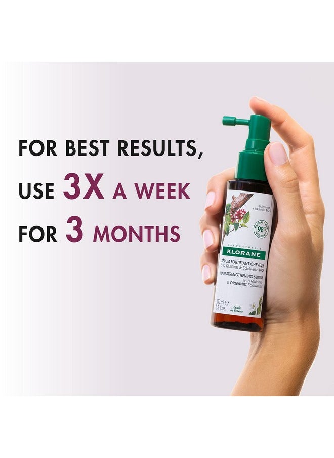 Klorane Strengthening Serum with Quinine and Edelweiss for Thinning Hair, Supports Thicker, Stronger, Healthier Hair, For Men and Women, Paraben, Silicone and Sulfate Free, 3.3 Fl Oz