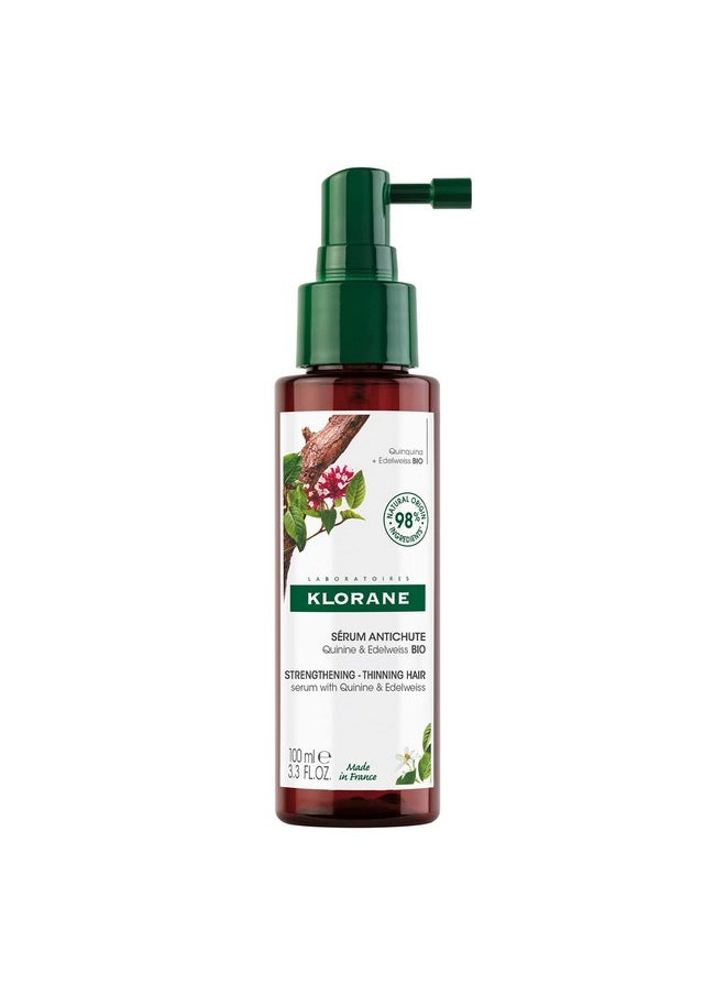 Klorane Strengthening Serum with Quinine and Edelweiss for Thinning Hair, Supports Thicker, Stronger, Healthier Hair, For Men and Women, Paraben, Silicone and Sulfate Free, 3.3 Fl Oz
