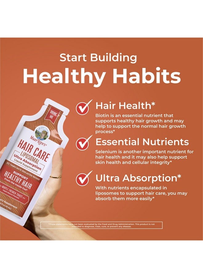 MaryRuth Organics Hair Growth Vitamins, Sugar & Gluten Free, Liquid Hair Vitamins with Vitamin D3, Vitamin E Biotin Hyaluronic Acid, Selenium for Hair & Skin Care Vegan, Non-GMO, 14-0.5 Fl Oz Pouches