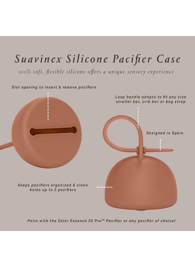 Suavinex Color Essence Silicone Baby Pacifier Case, Made with 100% Soft Flexible Silicone, Baby Pacifier Holder, Baby Accessories, (Marshmallow Nude)