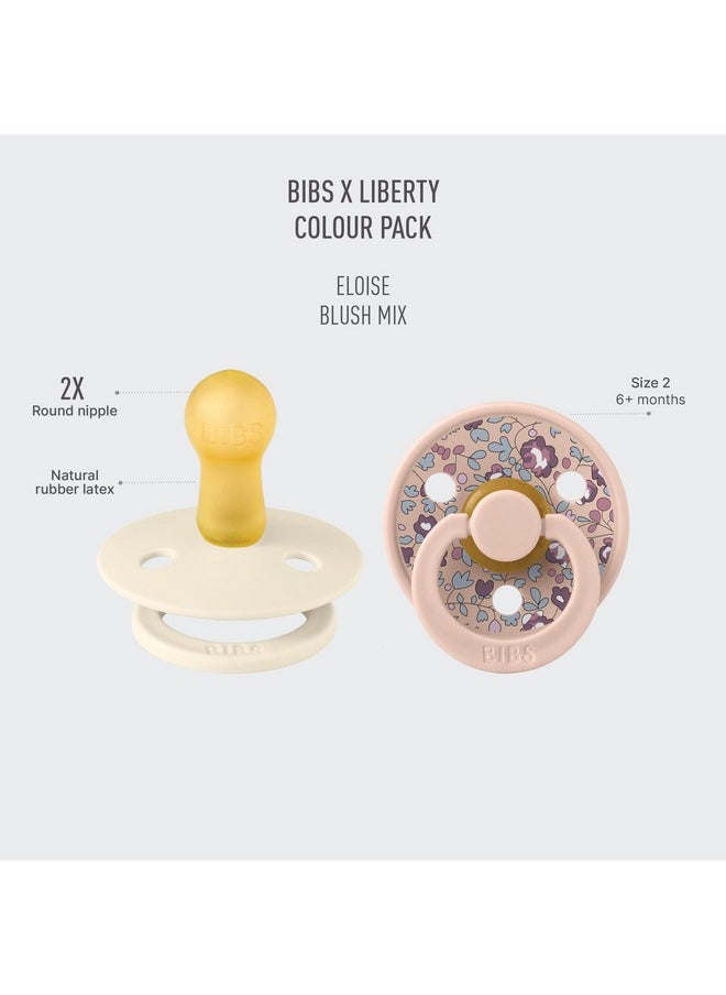 BIBS Liberty Pacifier | 2 Colour Natural Rubber Latex Soothers | BPA Free Dummy Pacifier | Round Nipple | Designed & Made in Denmark | Eloise Blush