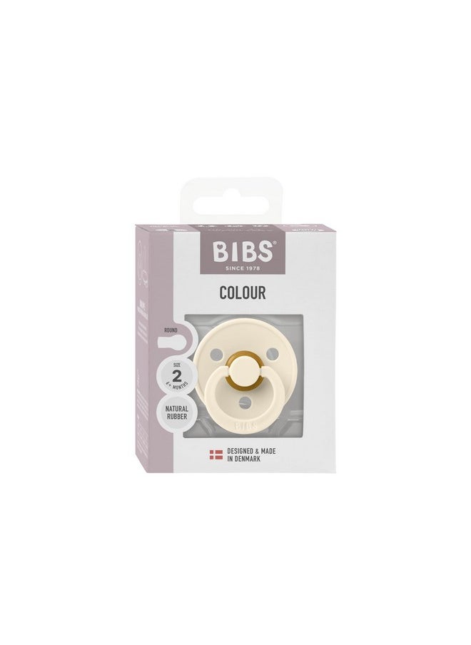 BIBS Colour Natural Rubber Baby Pacifier - Round & Soft Nipple, Gentle Shield Prevents Skin Irritation & Moisture Buildup, 100% Food Grade Material, BPA Free Soother, 6-18 Months, Pack of 1, Ivory