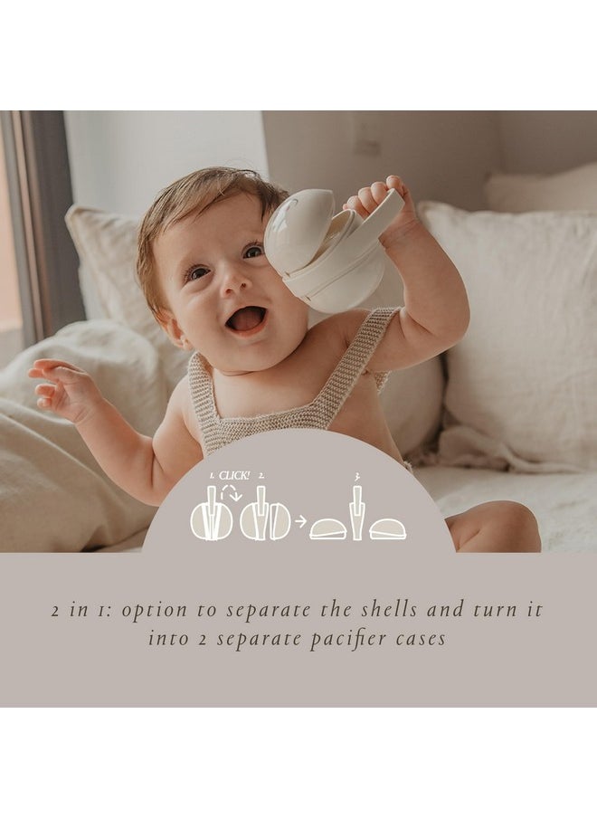 Suavinex Bonhomia 2 in 1 Duo Baby Pacifier Case, Pacifier Holder, Holds 2 Baby Pacifiers, Baby Accessories, (Beige)