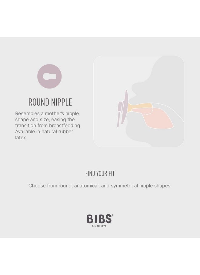 BIBS Pacifiers - Colour Studio 2 Pack | Round Nipple Baby Pacifier | BPA Free Natural Rubber Latex Soother | Made in Denmark | Size 0+ Months | Block Baby Pink Coral