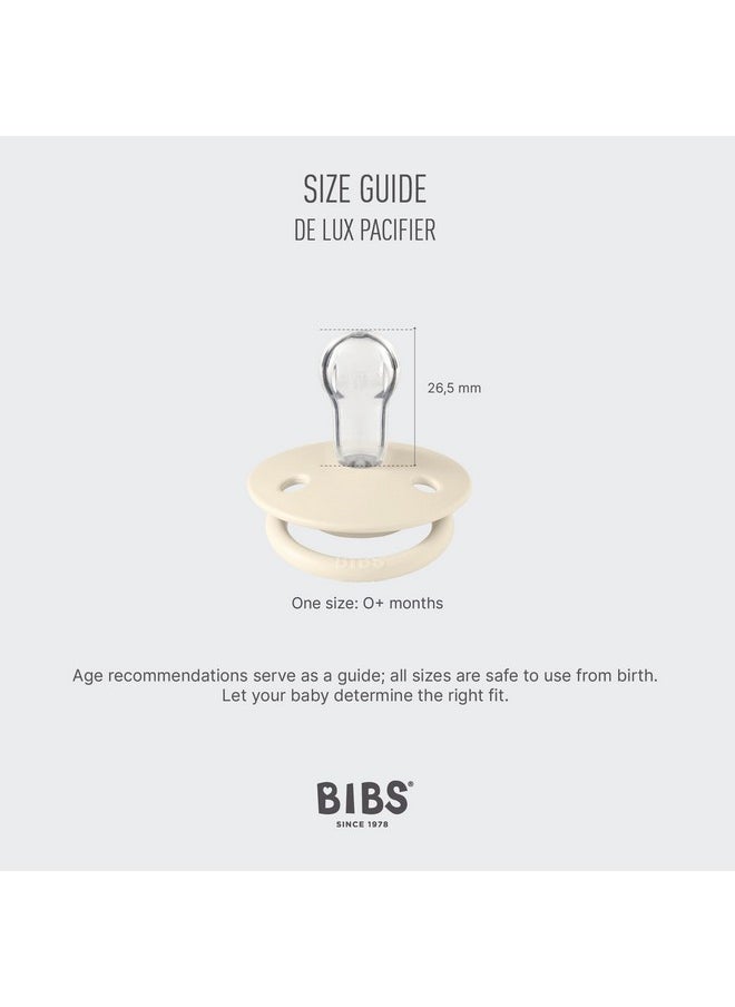 BIBS De Lux Baby Pacifier 2-Pack | BPA Free Soother | Made in Denmark | Round Nipple Silicone | OneSize 0-36 Months | Chamomile Lawn Mauve