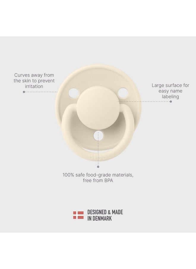 BIBS De Lux Baby Pacifier 2-Pack | BPA Free Soother | Made in Denmark | Round Nipple Silicone | OneSize 0-36 Months | Chamomile Lawn Mauve