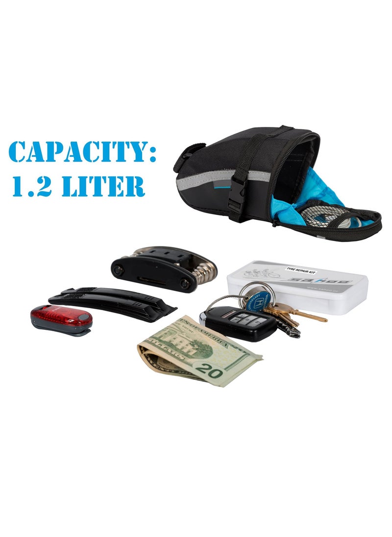 Water Resistant Bike Saddle Bag - Quick Release, Easy Install, and Reflective for Safety
